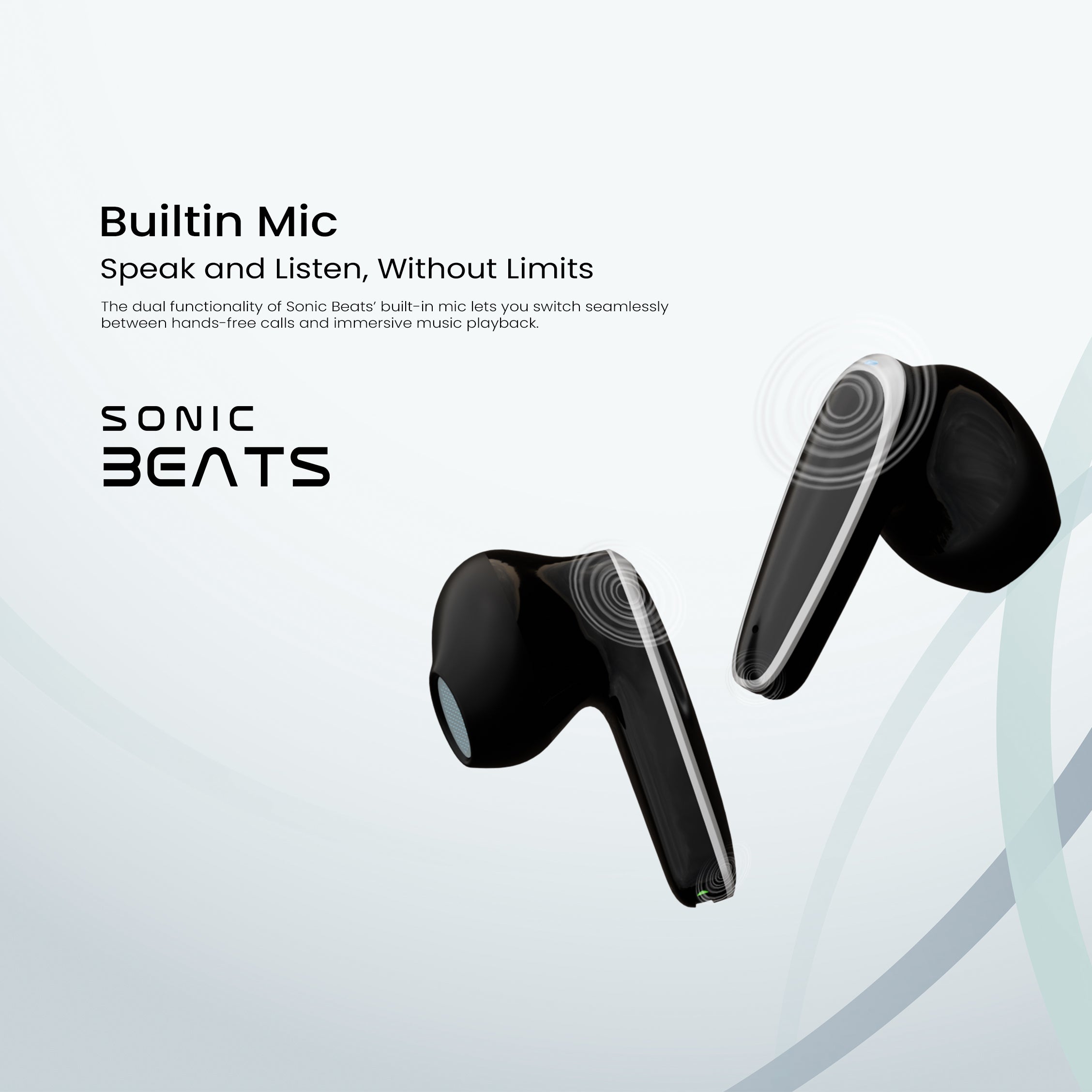 Sonic Beats – 50-Hour HD Wireless Earbuds with BT 5.3, Noise Reduction & IPX5 Water Resistance.