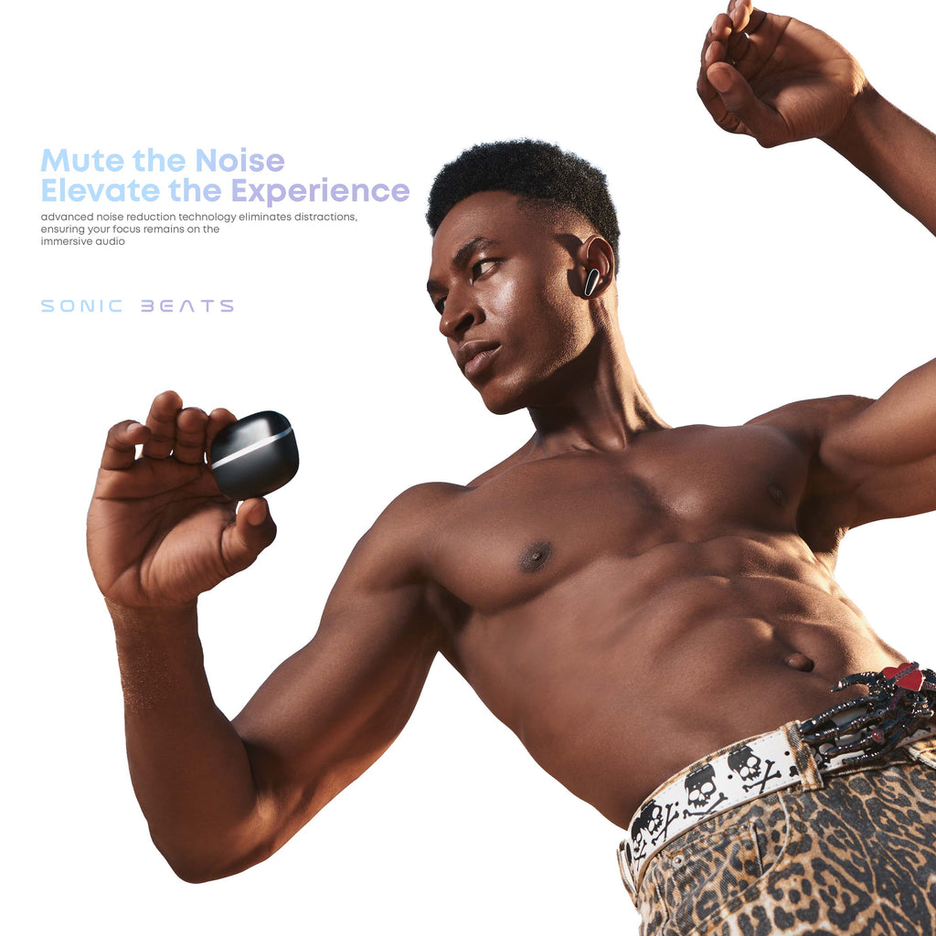 Sonic Beats – 50-Hour HD Wireless Earbuds with BT 5.3, Noise Reduction & IPX5 Water Resistance.