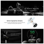 Sonic Beats – 50-Hour HD Wireless Earbuds with BT 5.3, Noise Reduction & IPX5 Water Resistance.