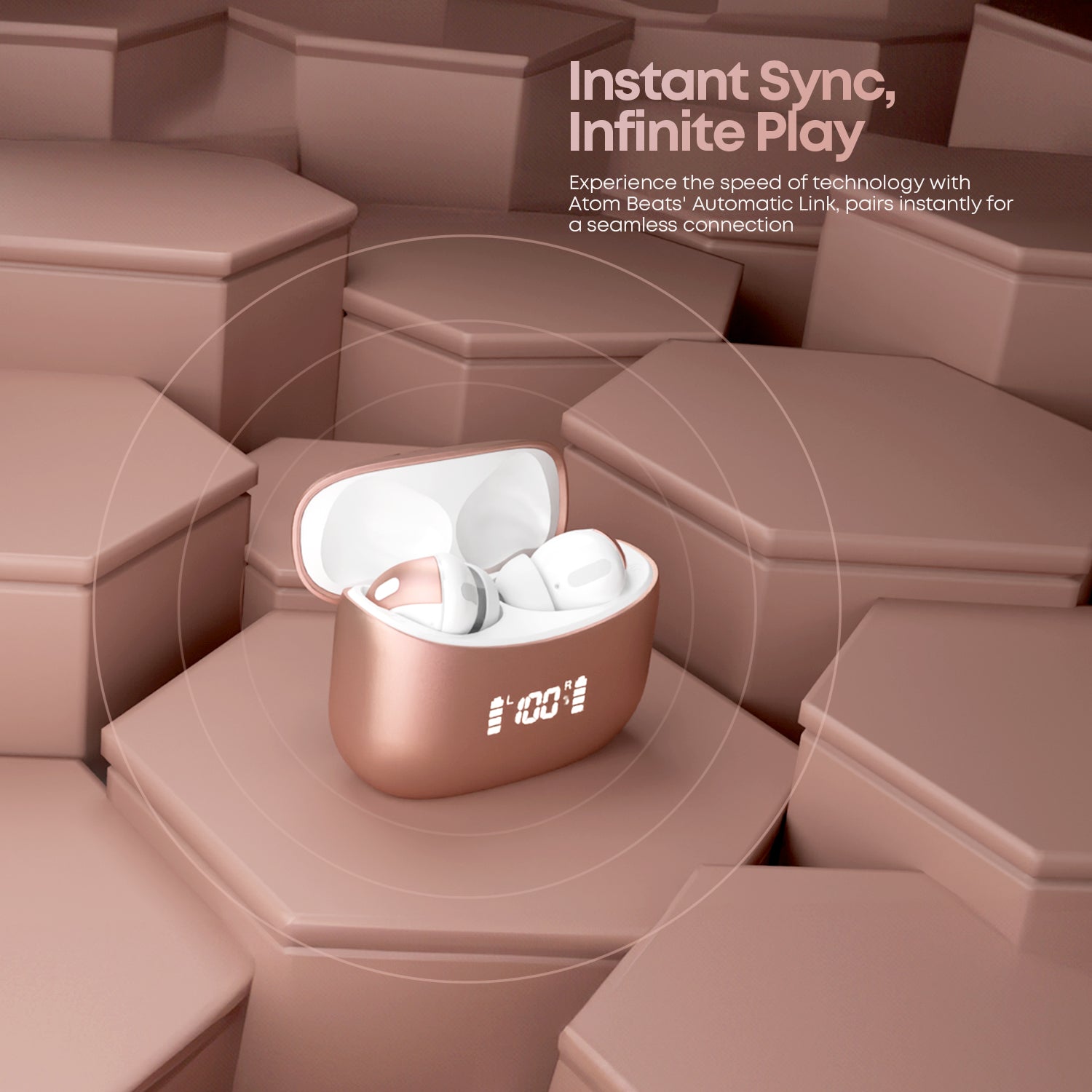 Atom Beats – Bluetooth 5.3, 50Hrs Backup & Noise Reduction in One Compact TWS.