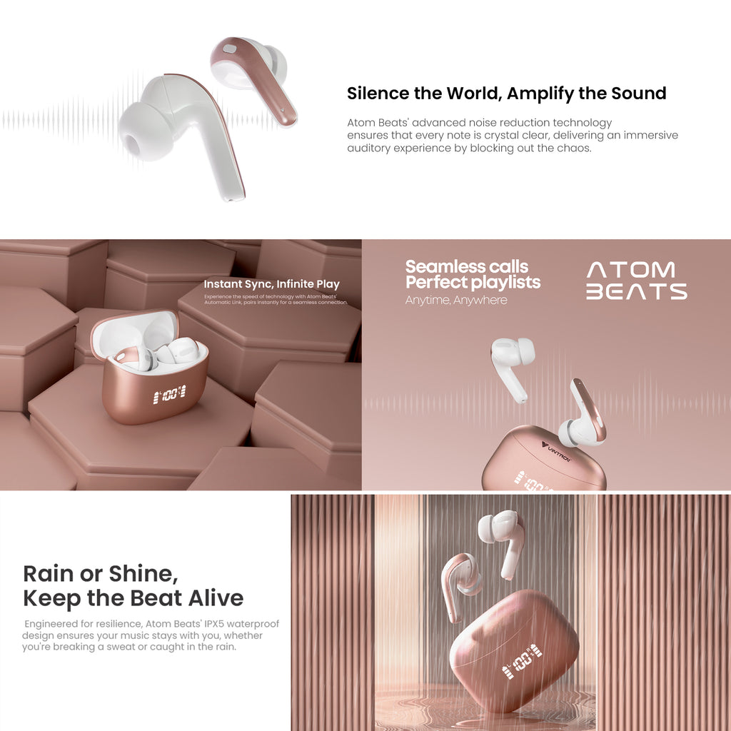 Atom Beats – Bluetooth 5.3, 50Hrs Backup & Noise Reduction in One Compact TWS.