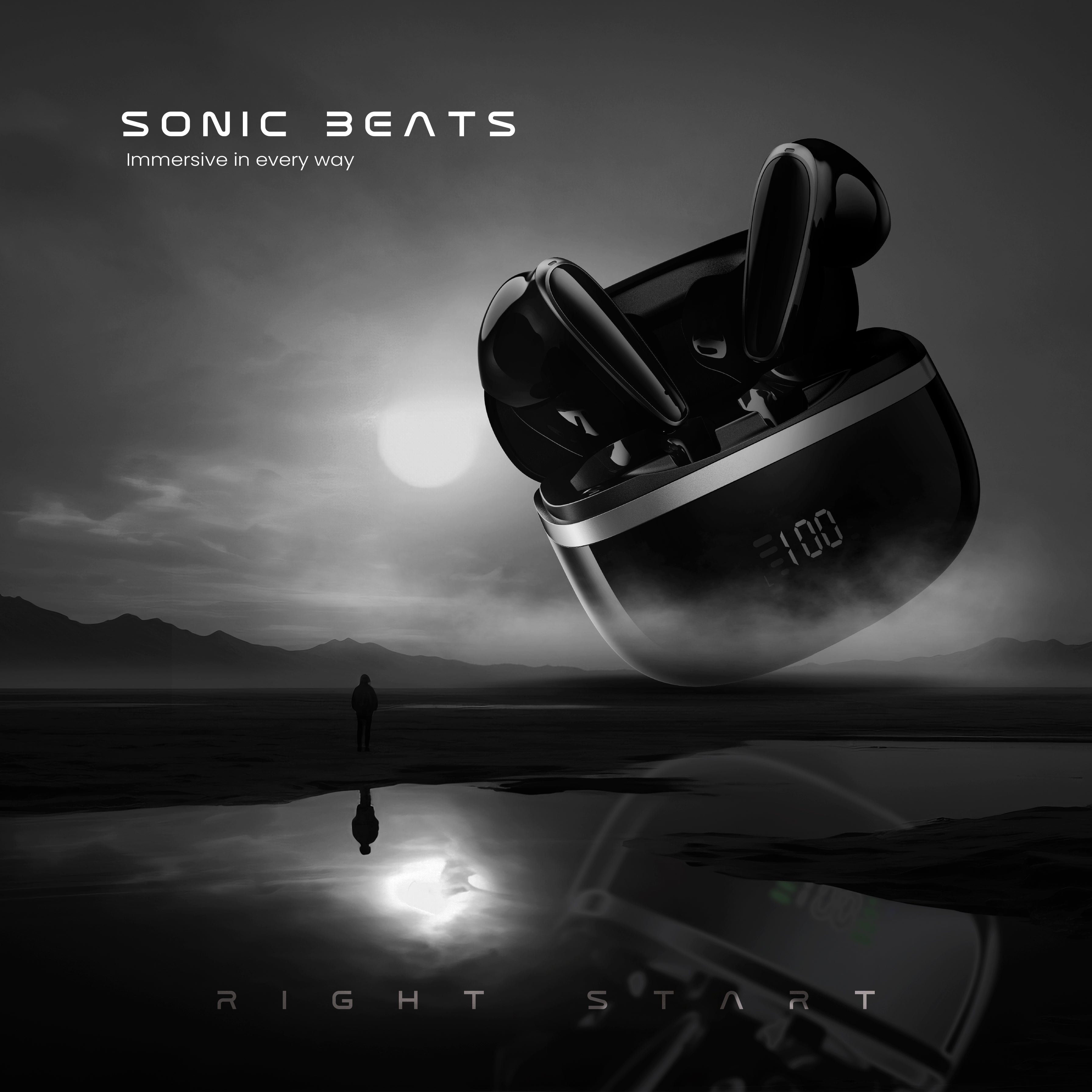 Sonic Beats – 50-Hour HD Wireless Earbuds with BT 5.3, Noise Reduction & IPX5 Water Resistance.
