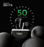 Sonic Beats – 50-Hour HD Wireless Earbuds with BT 5.3, Noise Reduction & IPX5 Water Resistance.